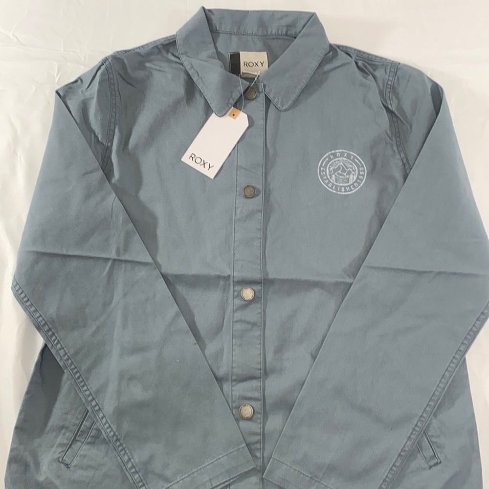 Roxy Men’s Grey Button Up Jacket 100% Cotton Size Small NWT